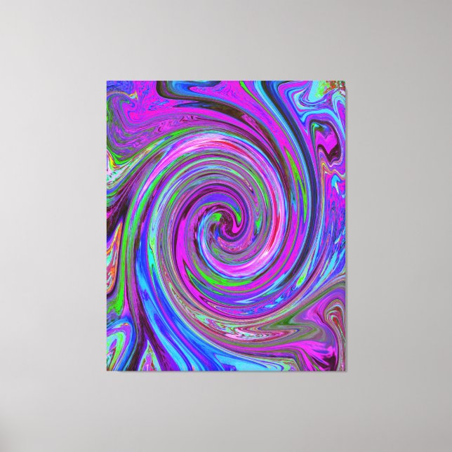 Colourful Magenta Swirl Retro Abstract Design Canvas Print (Front)