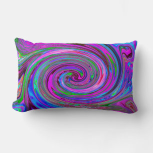 Colourful Magenta Swirl Retro Abstract Design Lumbar Cushion