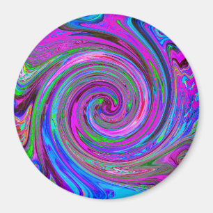 Colourful Magenta Swirl Retro Abstract Design Magnet