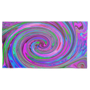 Colourful Magenta Swirl Retro Abstract Design Pillowcase