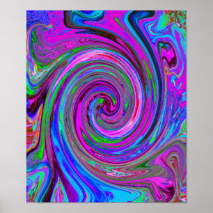 Colourful Magenta Swirl Retro Abstract Design Poster