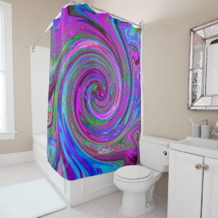 Colourful Magenta Swirl Retro Abstract Design Shower Curtain