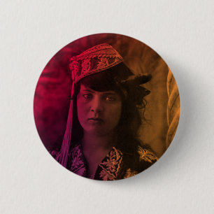 Colourful Maghreb Jewish Tunisian Djerba Girl Butt 6 Cm Round Badge