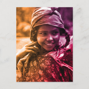 Colourful Maghreb Tunisian Djerba girl woman Postc Postcard