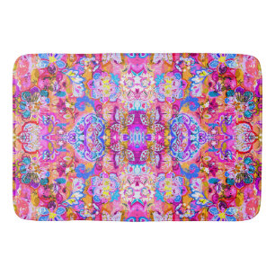 Colourful magic abstract floral bath mat