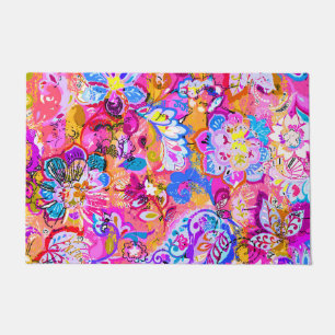 Colourful magic abstract floral doormat