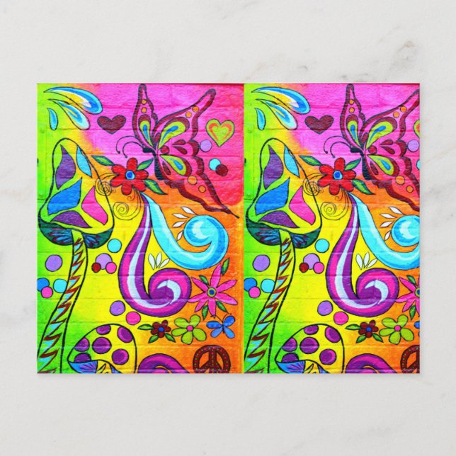 colourful magic mushrooms postcard (Front)