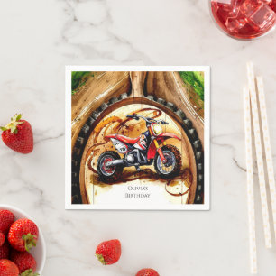 Colourful Magical Motorcycle Birthday Napkin