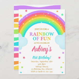 Colourful Magical Rainbow Birthday Invite