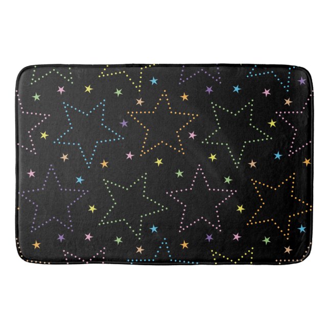 Colourful Magical Starry Night Sky Pattern Bath Mat (Front)