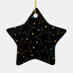 Colourful Magical Starry Night Sky Pattern Ceramic Tree Decoration