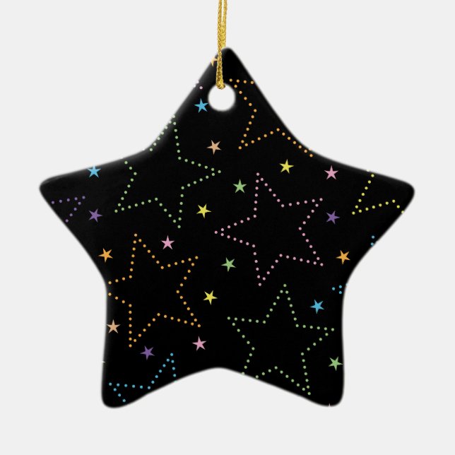 Colourful Magical Starry Night Sky Pattern Ceramic Tree Decoration (Front)