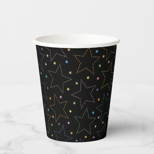 Colourful Magical Starry Night Sky Pattern Paper Cups (Front)