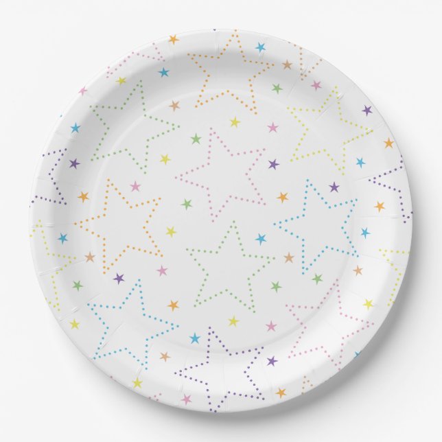 Colourful Magical Starry Night Sky Pattern Paper Plate (Front)