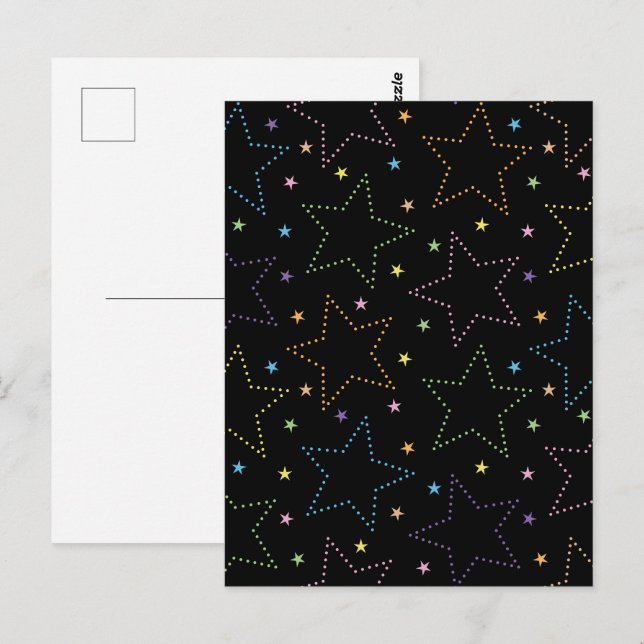 Colourful Magical Starry Night Sky Pattern Postcard (Front/Back)