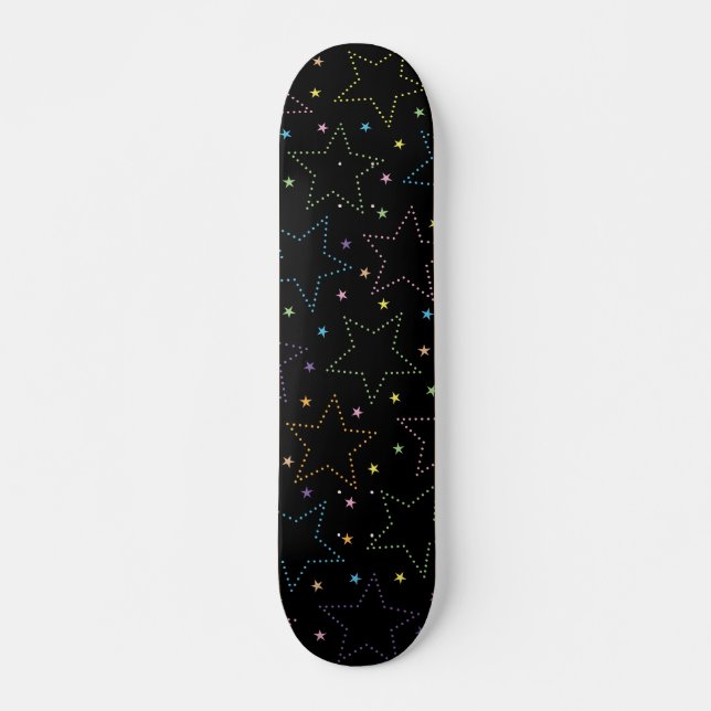 Colourful Magical Starry Night Sky Pattern Skateboard (Front)