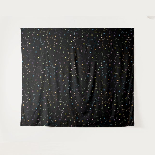 Colourful Magical Starry Night Sky Pattern Tapestry (Front (Horizontal))