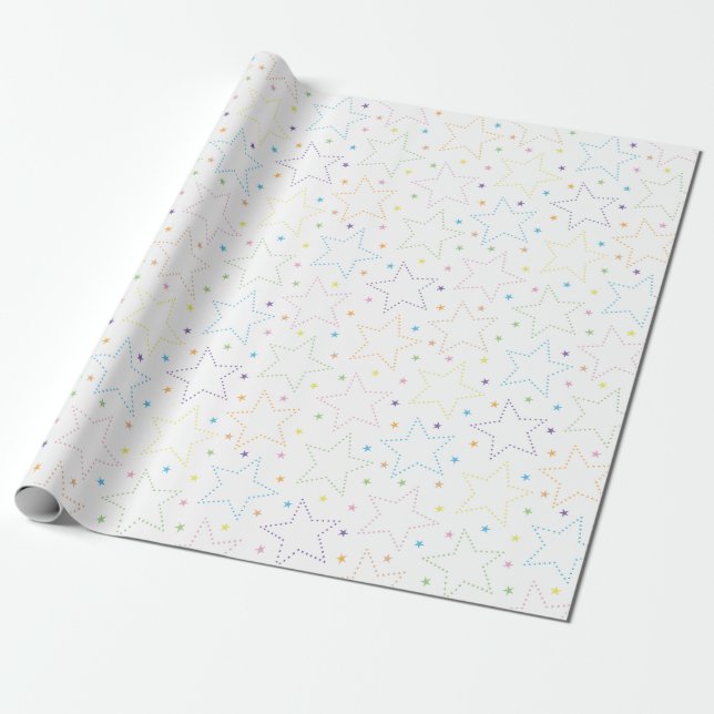 Colourful Magical Starry Night Sky Pattern Wrapping Paper (Unrolled)