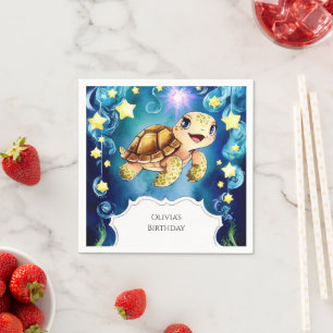 Colourful Magical Turtle Birthday Napkin
