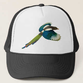 Colourful Magpie Bird, Vintage Illustration Trucker Hat