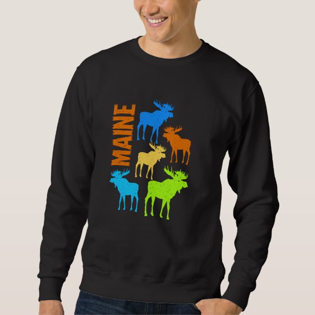 Colourful Maine Moose Herd Sweatshirt (Front)