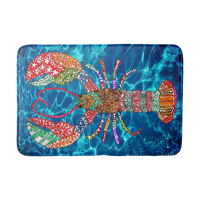 Colourful Maine Red Lobster Bath Mat (Front)