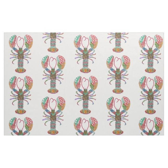 Colourful Maine Red Lobster Fabric (Fat Quarter)