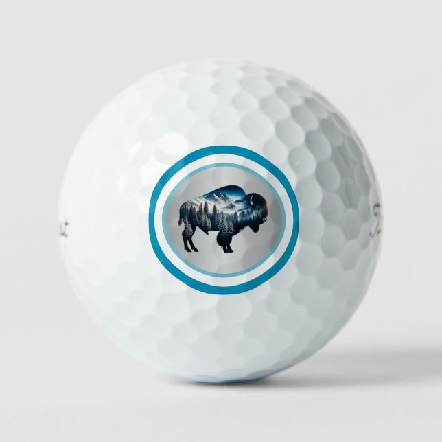Colourful Majestic Bison Golf Balls (Front)