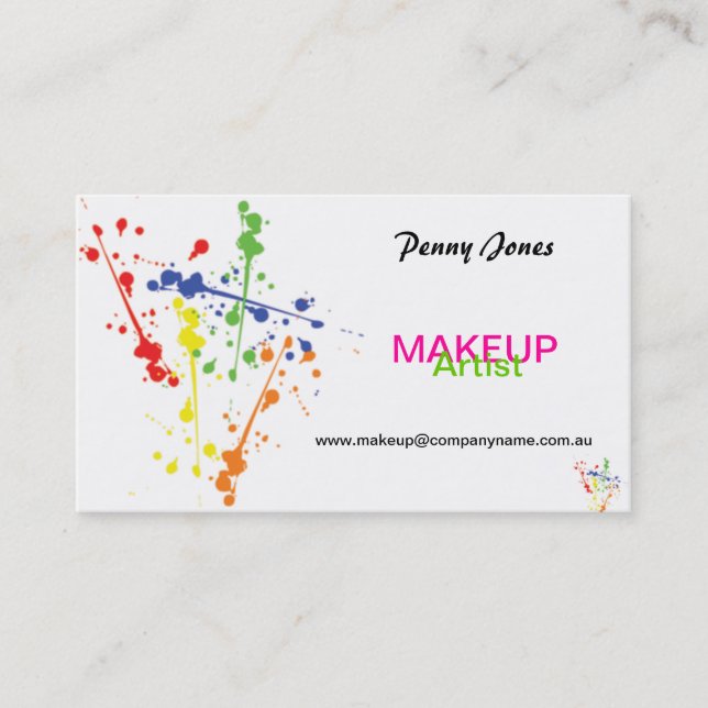 Colourful Makeup Artist Business Card (Front)