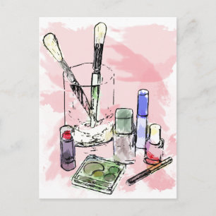 Colourful Makeup Illlustration Postcard