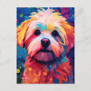 Colourful Maltese dog art Postcard