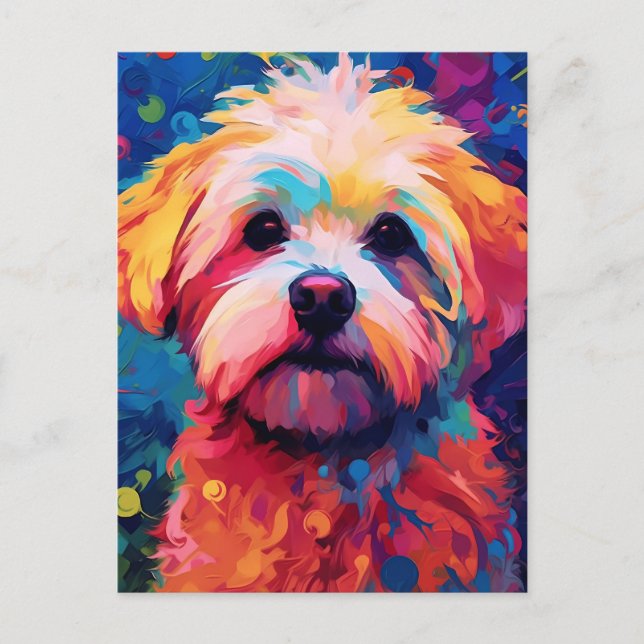 Colourful Maltese dog art Postcard (Front)
