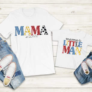 Colourful Mama Est Date Country Mum Son Matching T-Shirt
