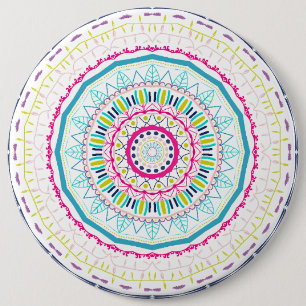 colourful mandala 6 cm round badge