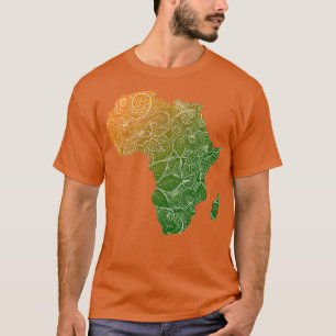 Colourful mandala art map of Africa with text in g T-Shirt