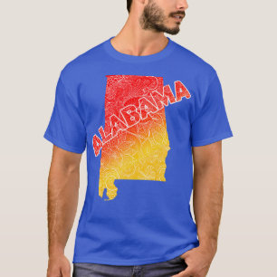 Colourful mandala art map of Alabama with text in  T-Shirt