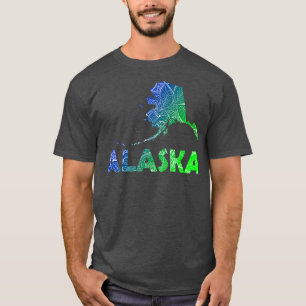 Colourful mandala art map of Alaska with text in b T-Shirt