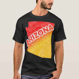 Colourful mandala art map of Arizona with text in T-Shirt