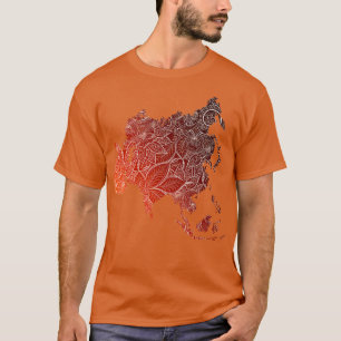 Colourful mandala art map of Asia with text in bro T-Shirt
