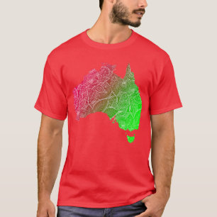 Colourful mandala art map of Australia with text i T-Shirt