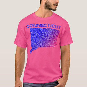 Colourful mandala art map of Connecticut with text T-Shirt