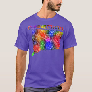 Colourful mandala art map of Connecticut with text T-Shirt