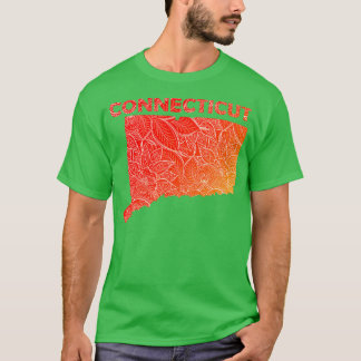 Colourful mandala art map of Connecticut with text T-Shirt