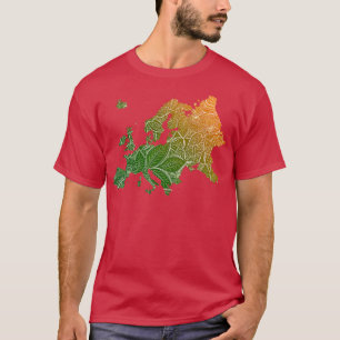 Colourful mandala art map of Europe with text in g T-Shirt