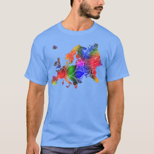 Colourful mandala art map of Europe with text in m T-Shirt