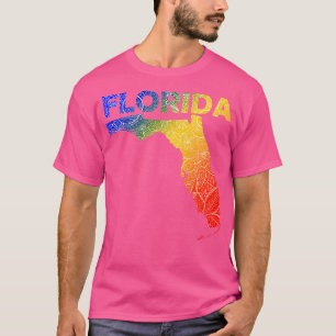 Colourful mandala art map of Florida with text in  T-Shirt