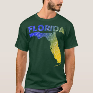 Colourful mandala art map of Florida with text in  T-Shirt