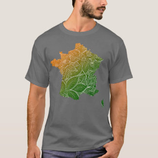 Colourful mandala art map of France with text in g T-Shirt