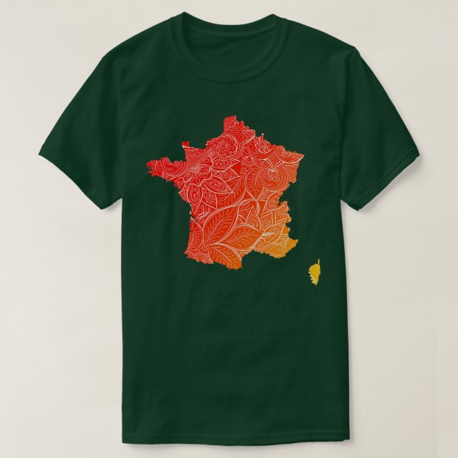 Colourful mandala art map of France with text in r T-Shirt (Design Front)
