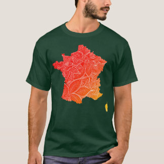 Colourful mandala art map of France with text in r T-Shirt